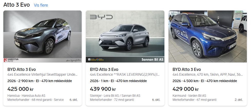 Brukt BYD EVO 4x4 til salgs