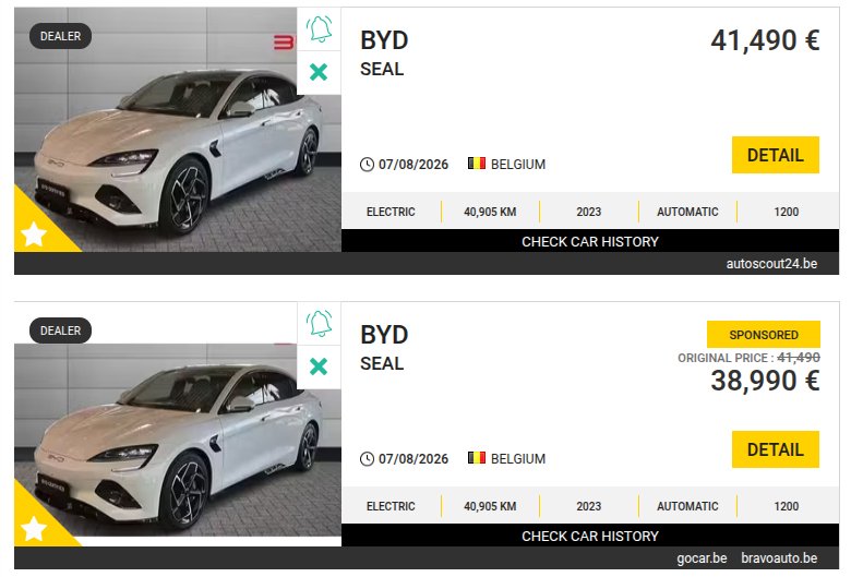 Brukt BYD Seal til salgs hos forhandler med kilometerstand og pris
